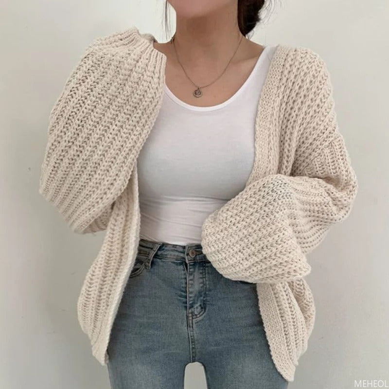 Stilla | Løs strik-cardigan med oversized ærmer