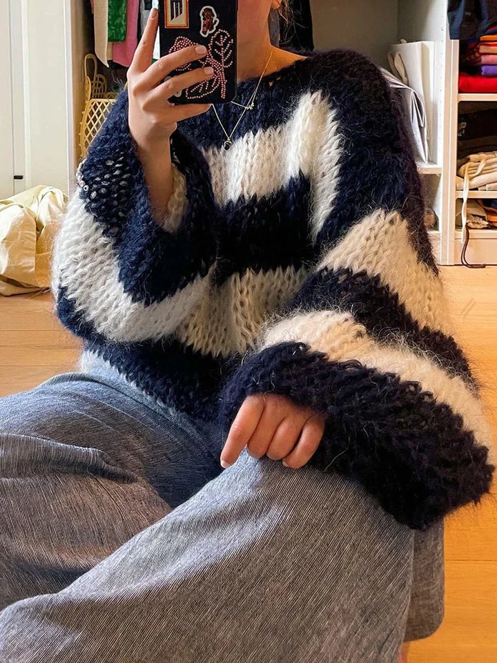 Stilla | Stribet Pullover Af Groft Uld