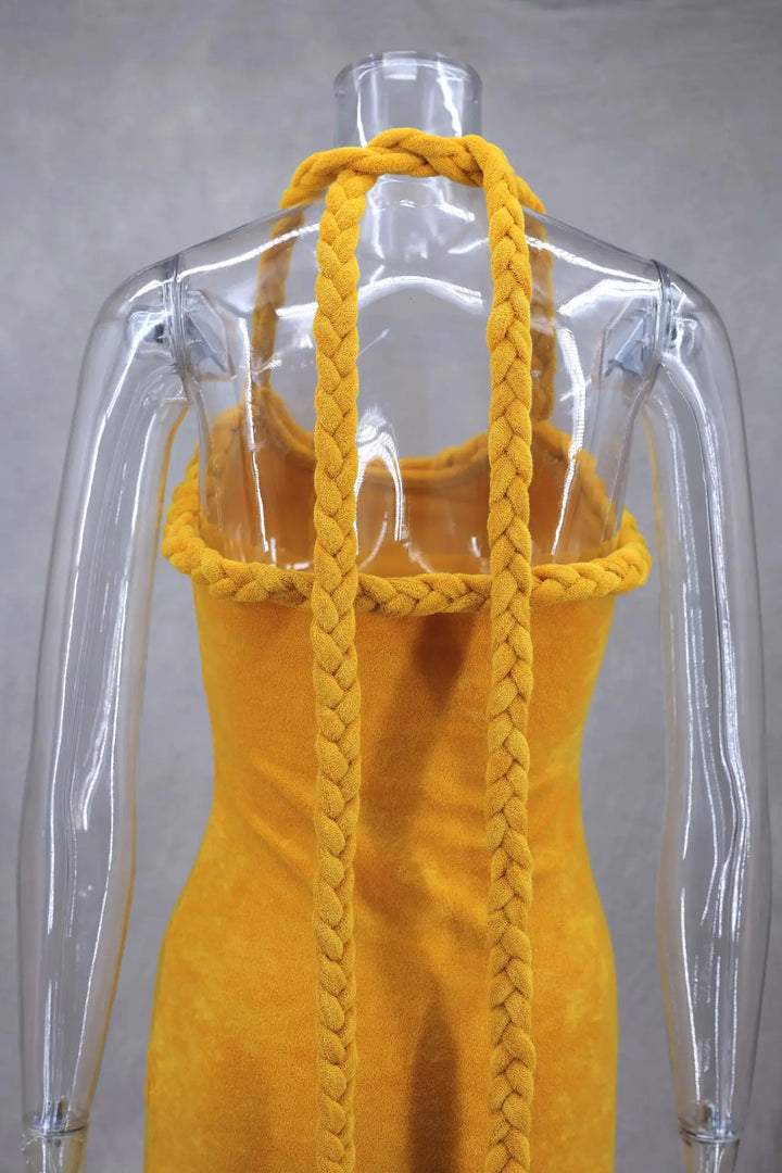 Stilla | Orange Flettet Fuzzy Trim Kjole