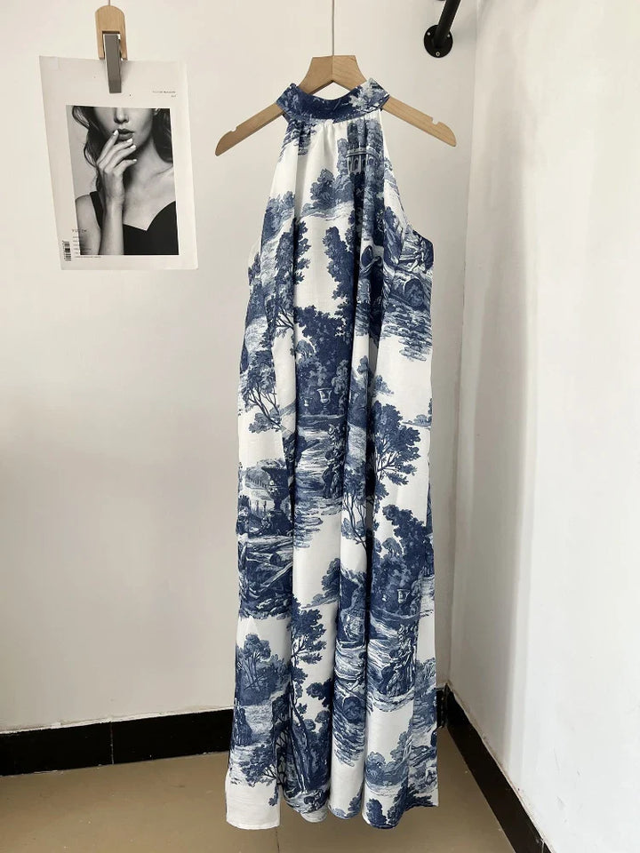 Stilla | Halter Hals Landskab Midi Kjole