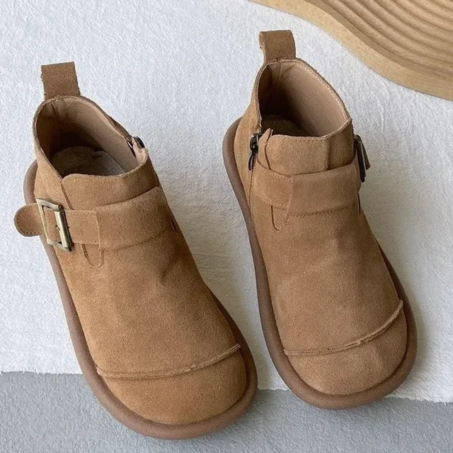 Stilla | Retro Lässige Kurze Stiefel Aus Rindsleder