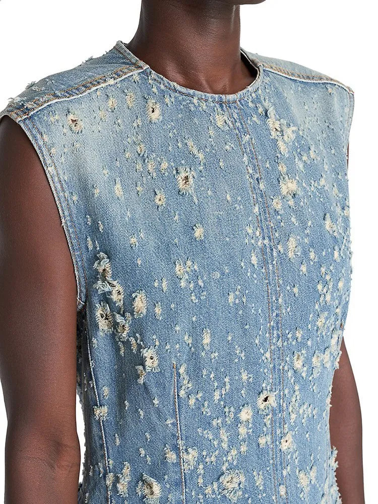 Stilla | Distressed Denim A-line Kjole