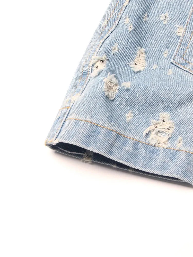 Stilla | Distressed Denim A-line Kjole
