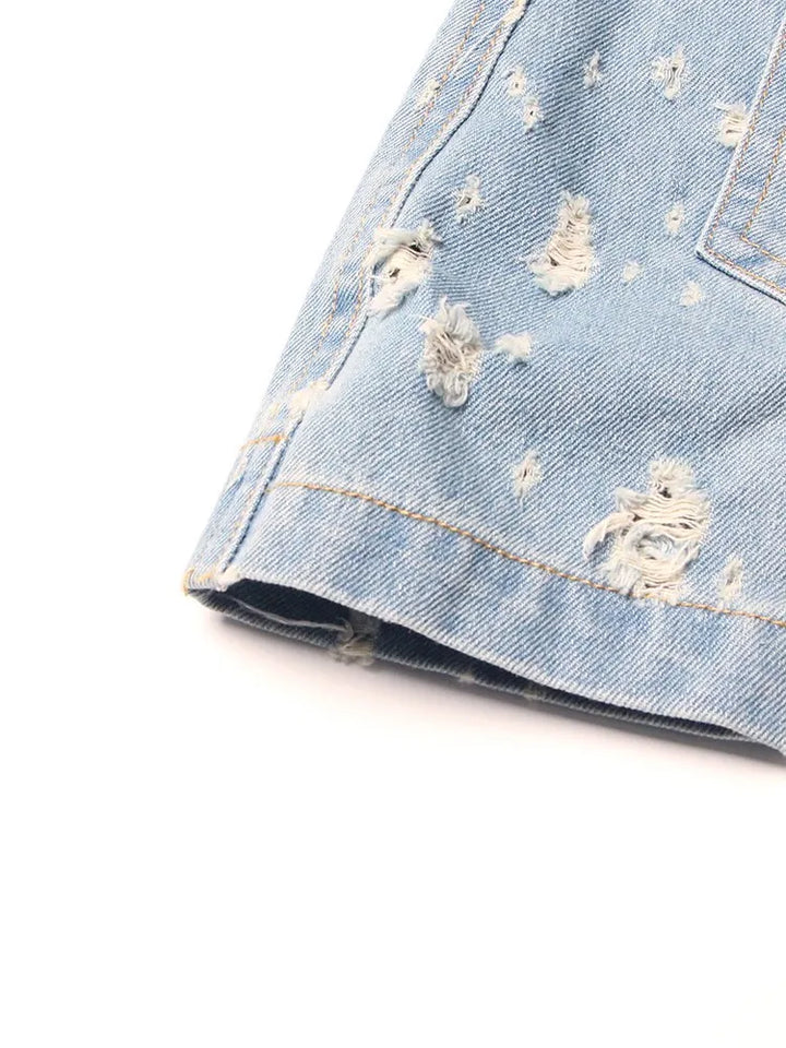 Stilla | Distressed Denim A-line Kjole