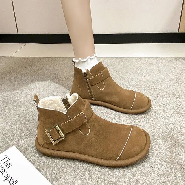 Stilla | Retro Lässige Kurze Stiefel Aus Rindsleder