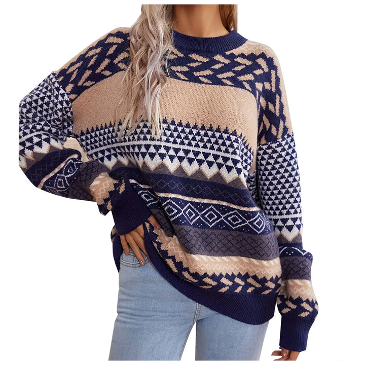 Stilla | Retro-strikpullover Med Kontrast