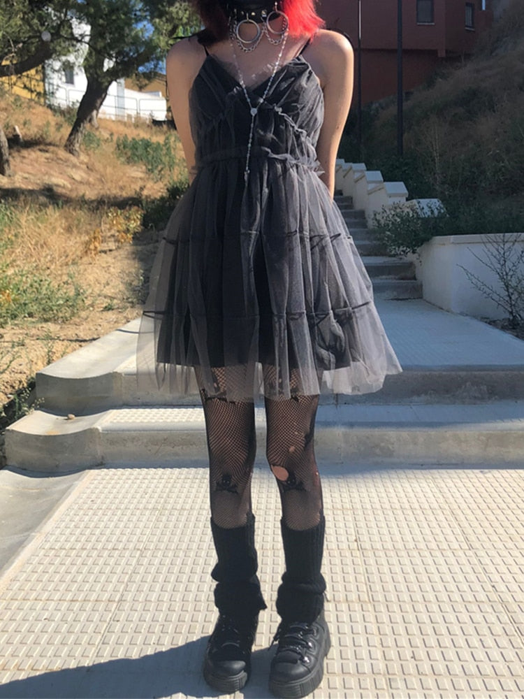 Stilla | Grunge Mesh Skater Kjole