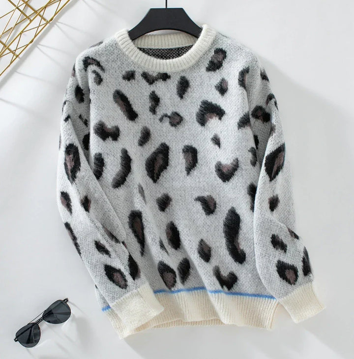 Stilla | Jacquard-uld Sweater Med Leopardmønster