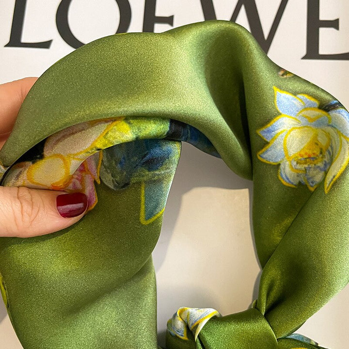Stilla | 100% Silke Firkantet Chic Blomst Dekoration Til Kvinder