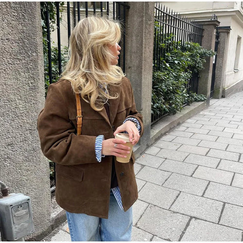 Stilla | Elegant Jakke Af Brun Kamskind