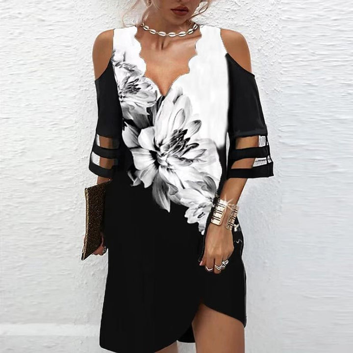 Stilla | Sexy Bodycon Off Shoulder V-hals Mini Kjole
