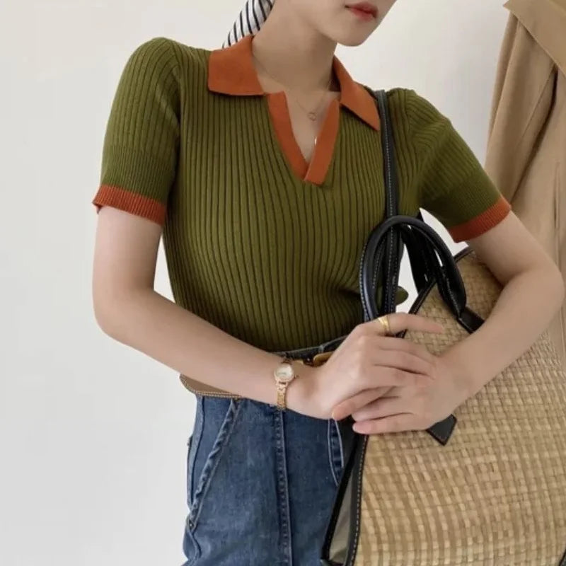 Stilla | Top Casual V-hals Strikket Top