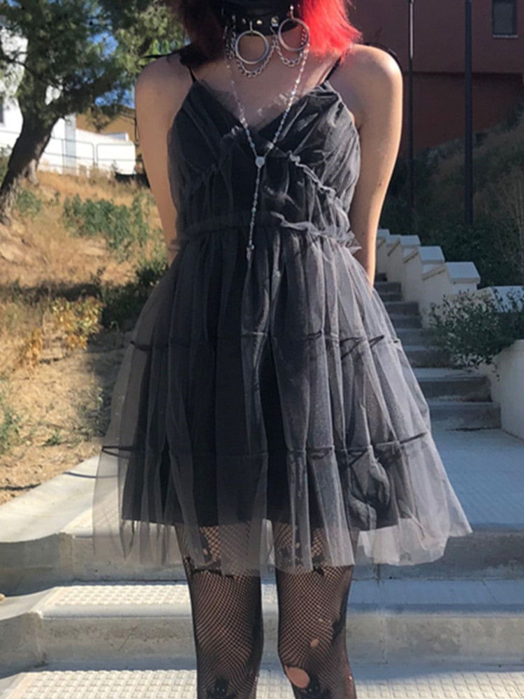 Stilla | Grunge Mesh Skater Kjole