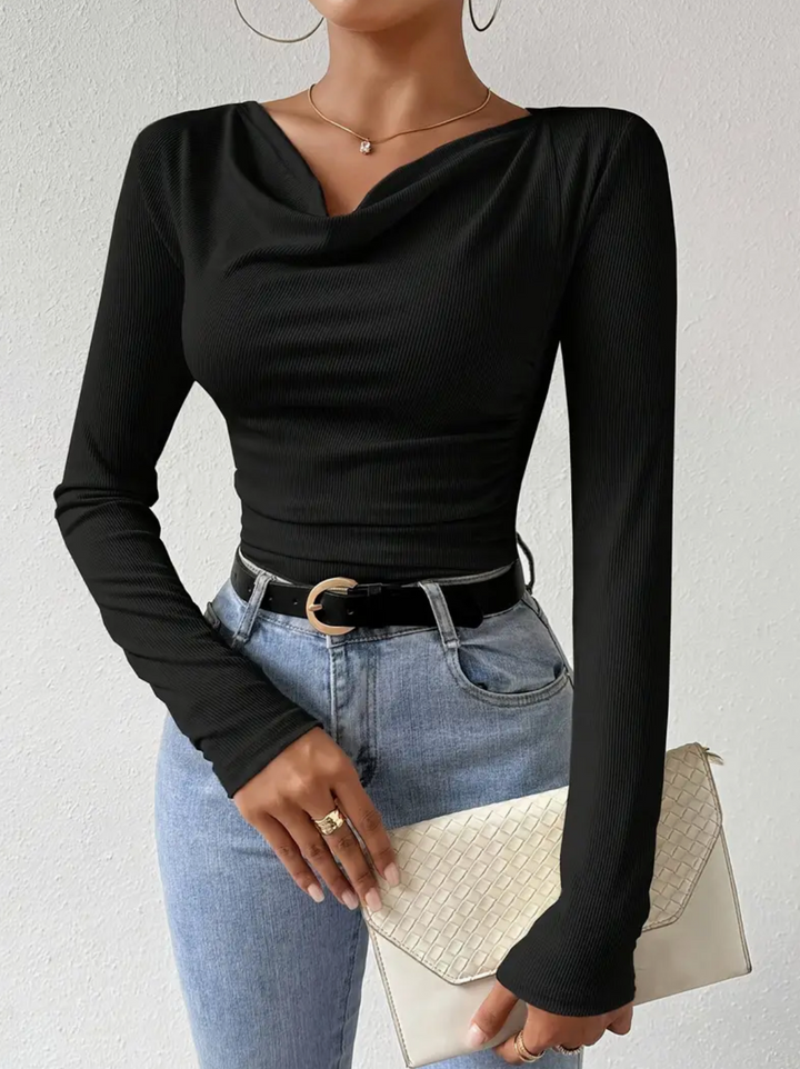 Stilla | Draperet Top Med Krave