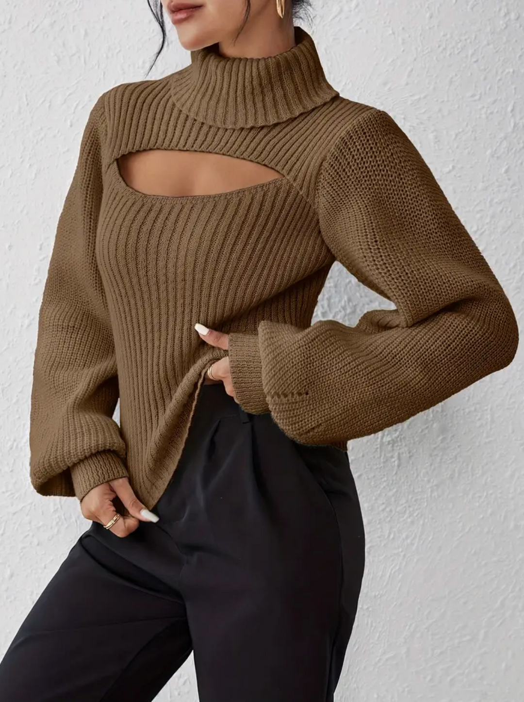 Stilla | Pullover med ståkrave og U-udskæring