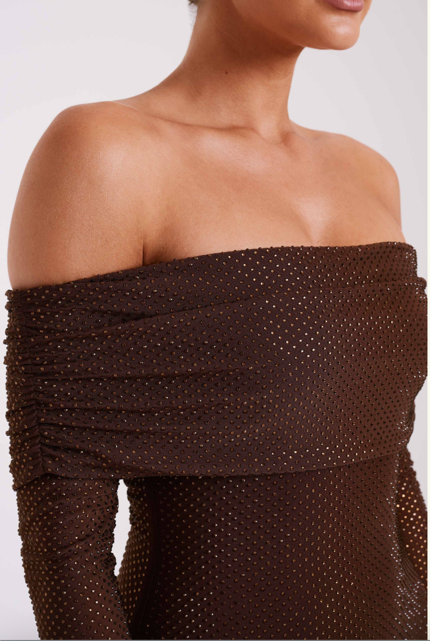 Stilla | Off Shoulder Maxikjole Med Strass