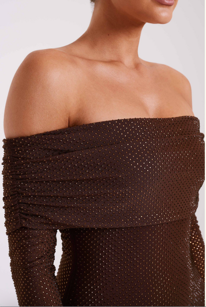 Stilla | Off Shoulder Maxikjole Med Strass