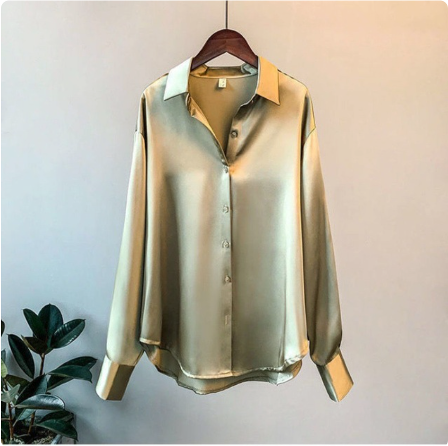 Stilla | Satinbluse med puffærmer