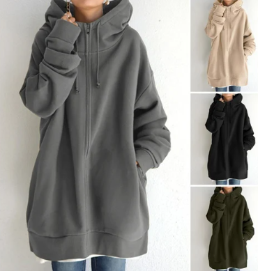 Stilla-Hoodie med lynlås til efterår/vinter