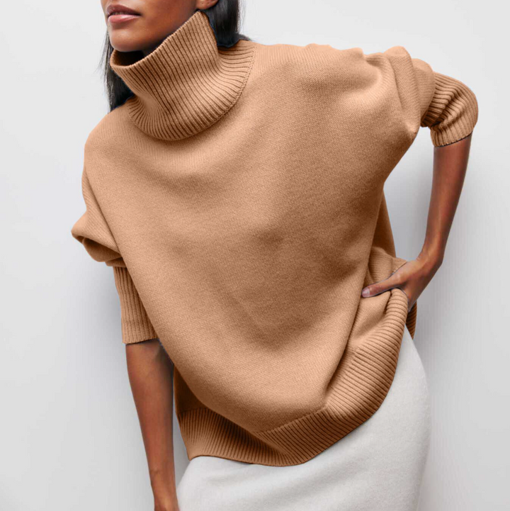 Stilla | Smart rullekravesweater i Camel