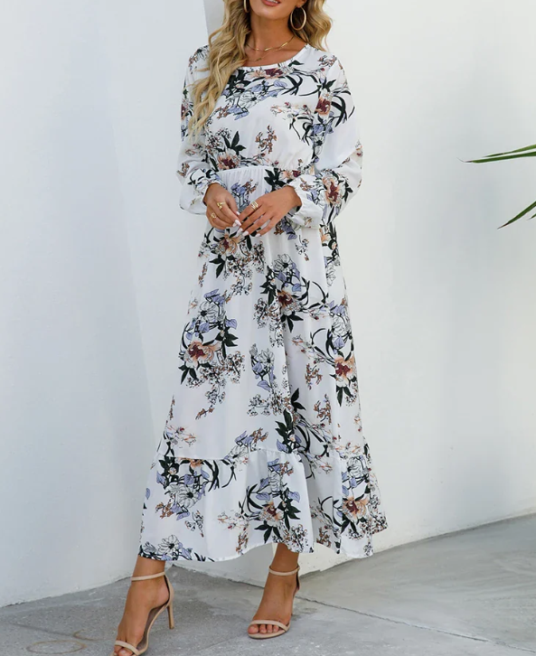 Stilla | Ærmet Kjole Med Blomster Mønster