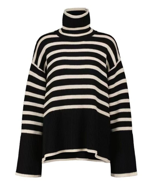 Stilla | Damens Stribet Rullekravepullover