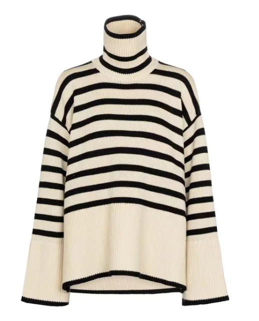 Stilla | Damens Stribet Rullekravepullover