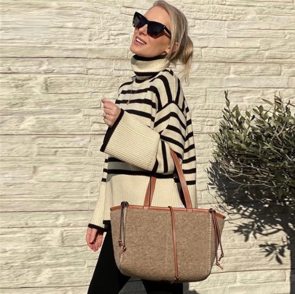 Stilla | Damens Stribet Rullekravepullover