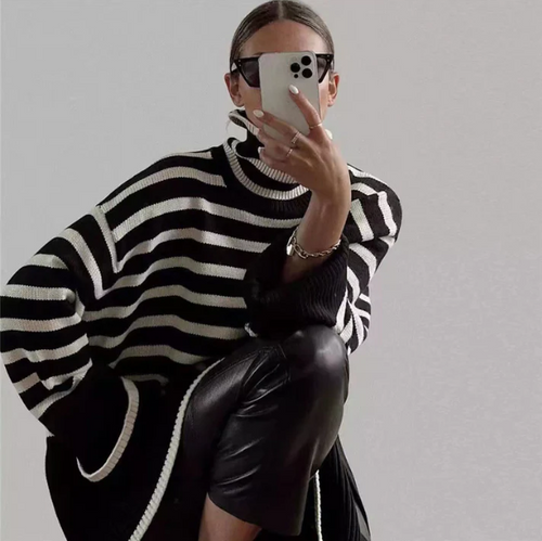 Stilla | Damens Stribet Rullekravepullover
