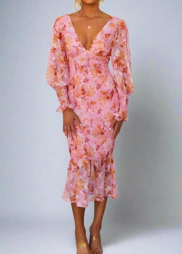 Stilla | Midi Kjole Med Blomsterprint
