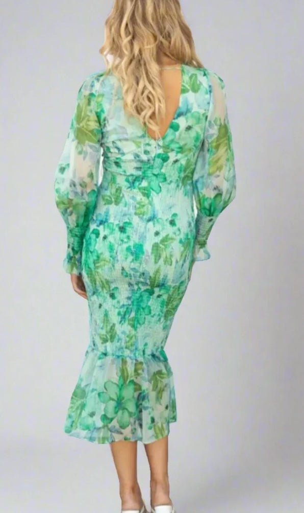Stilla | Midi Kjole Med Blomsterprint