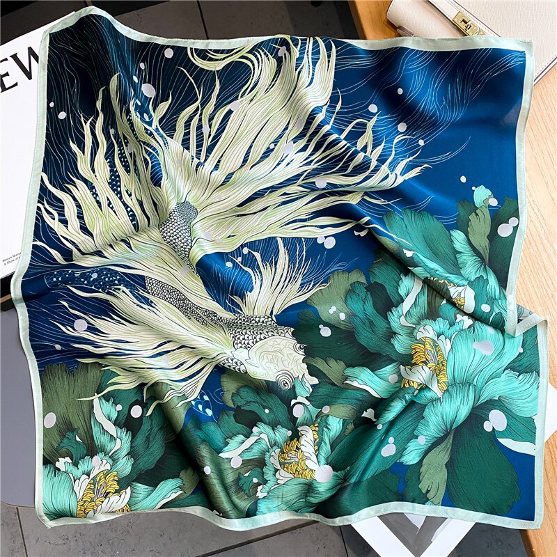 Stilla | Silk Square Scarf Marine Pattern