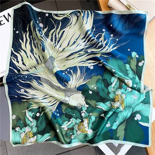 Stilla | Silk Square Scarf Marine Pattern