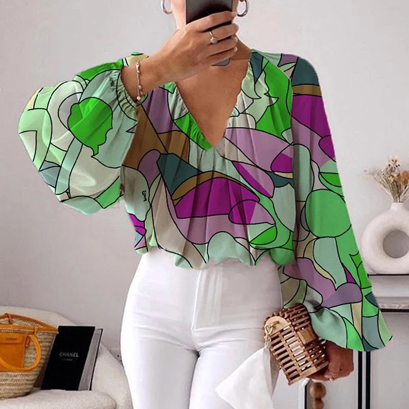 Stilla | Elegante Mønstrede Bluse
