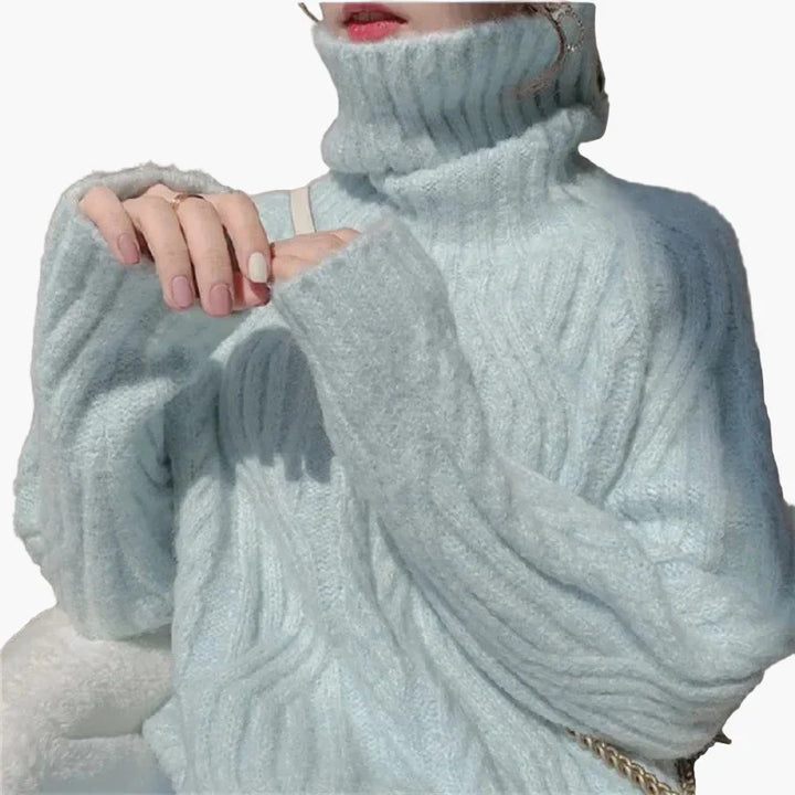 Stilla | Strikpullover I Koreansk Stil med Løs Pasform og Rullekrave - Moderne Efterårs- og Vinterpullover
