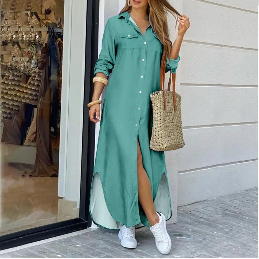 Stilla | Casual Lang Skjortekjole