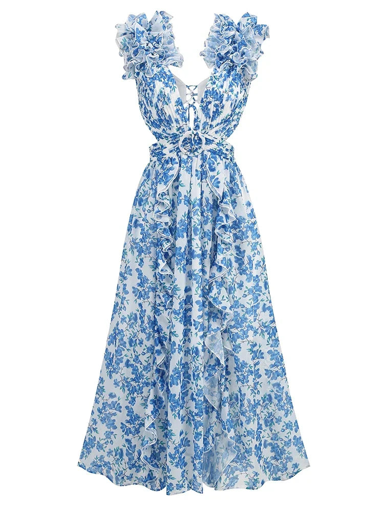 Stilla | Cutout Ruffle Max Kjole