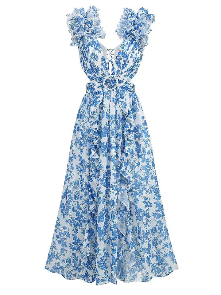 Stilla | Cutout Ruffle Max Kjole