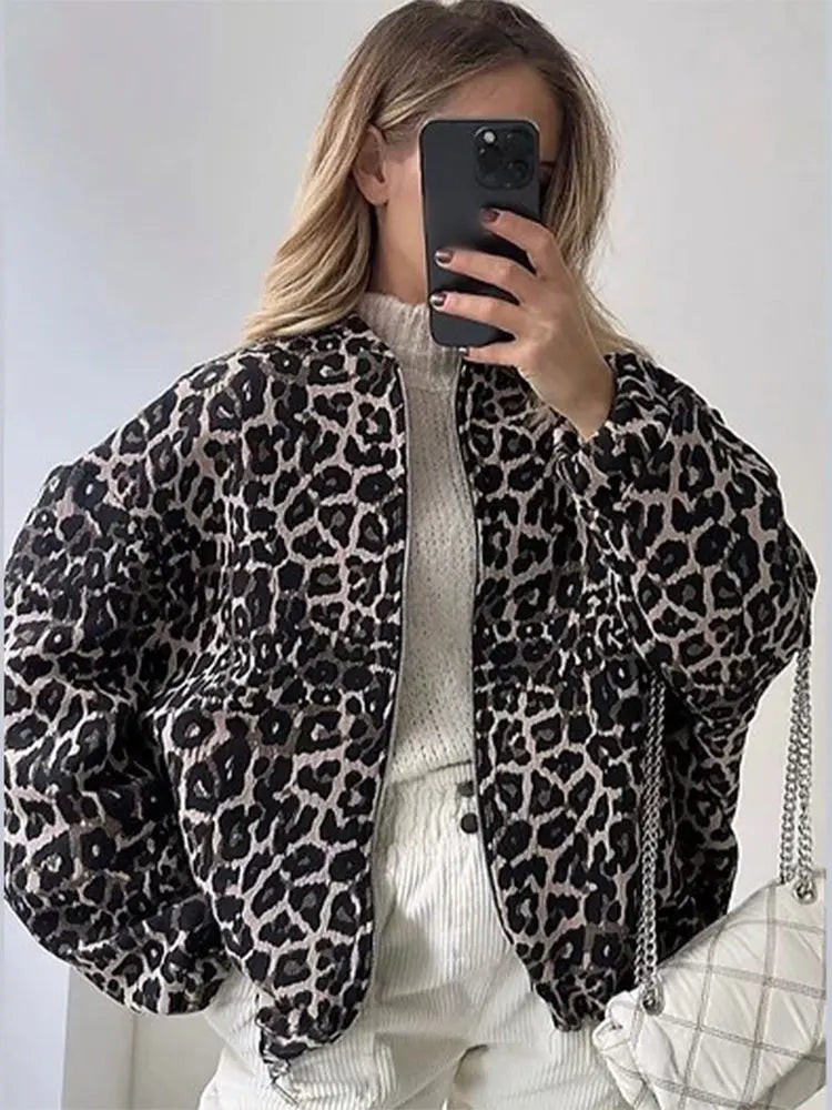 Stilla | Leopardmønster Bomberjakke