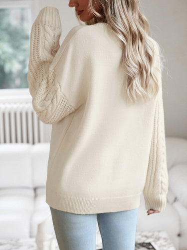 Stilla | Pullover i Beige Med Strikkede Ærmer