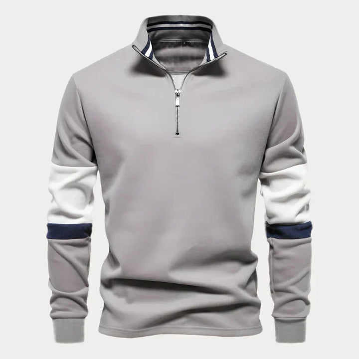 Stilla | Stilig Sweater til Herrer med Ståkrave Og Striber