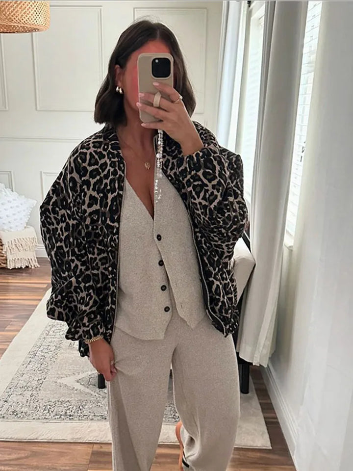 Stilla | Leopardmønster Bomberjakke