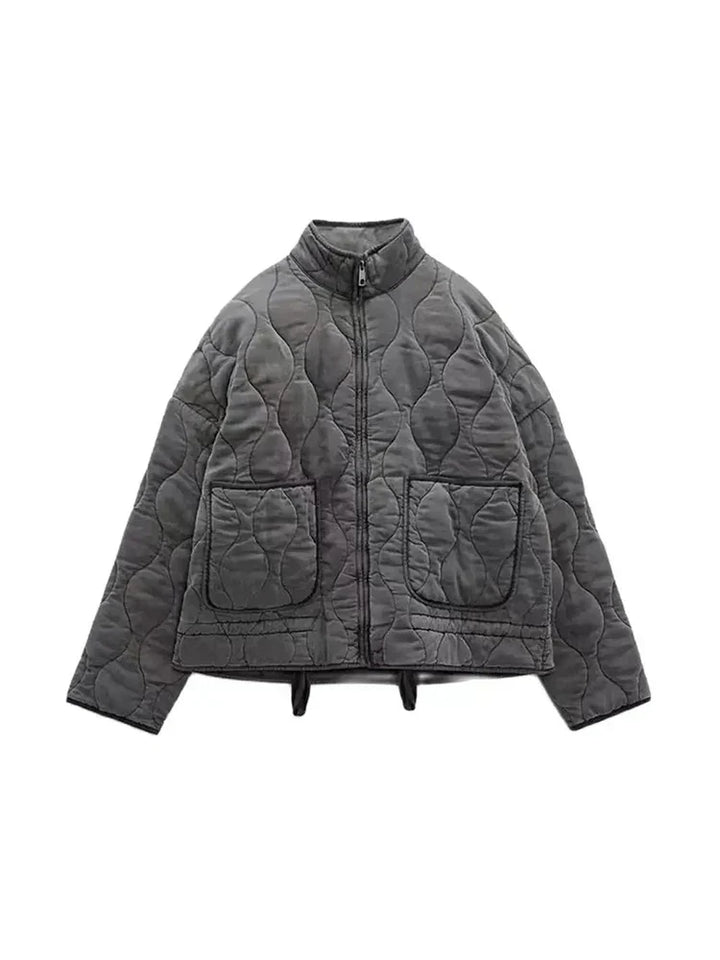 Stilla | Ensfarvet Steppjakke Med Lynlås Farve