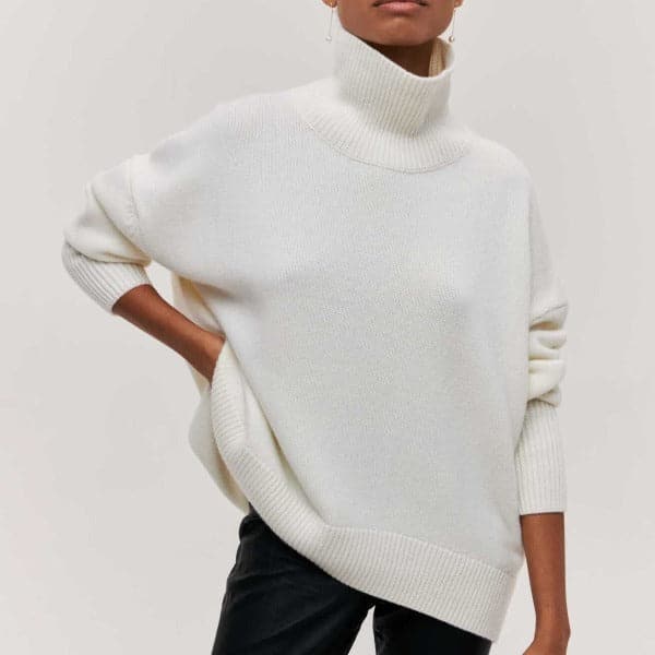 Stilla | Rullekrave sweater Oversized Fit Blød strik Korte ærmer