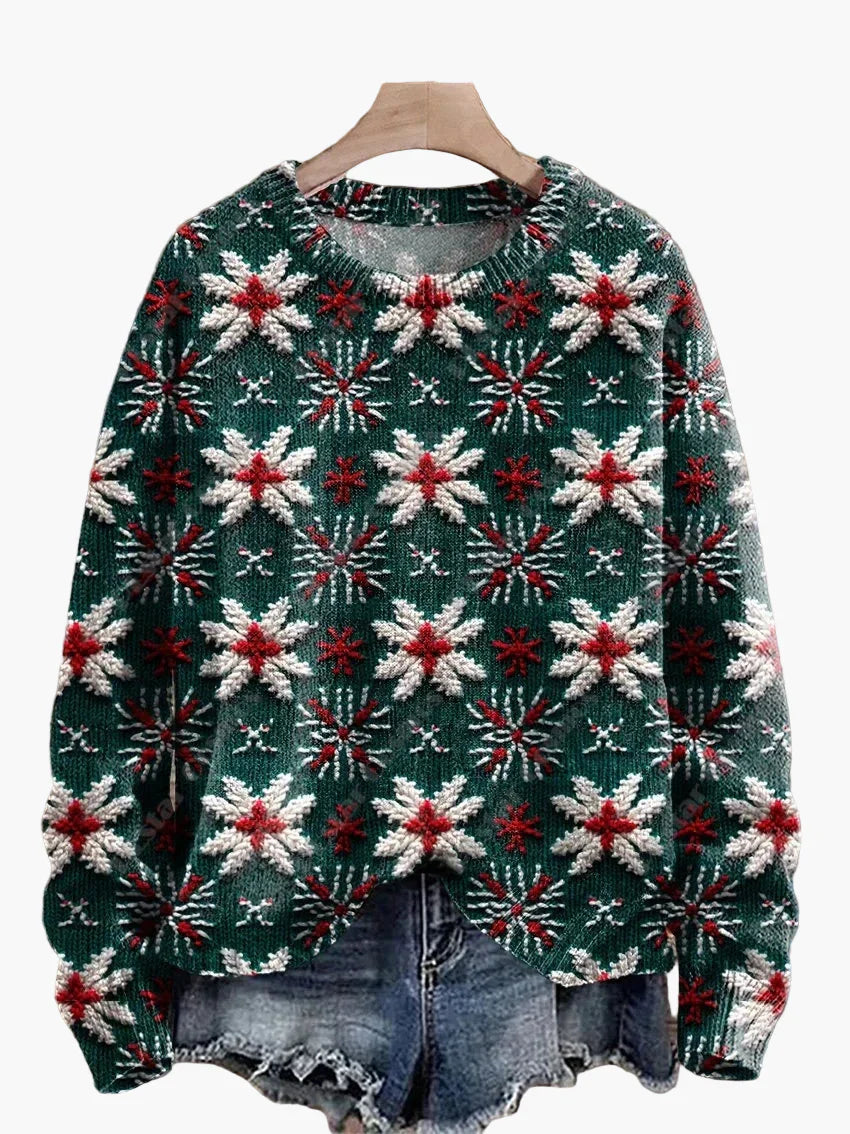 Stilla | Juletrøje med Festlige 3D-Broderier - Ideel til Ferier, Fester & Vinter