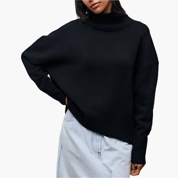 Stilla | Strik med Rullekrave og Voluminøse Ærmer - Elegant Stil til Hverdag og Kontor
