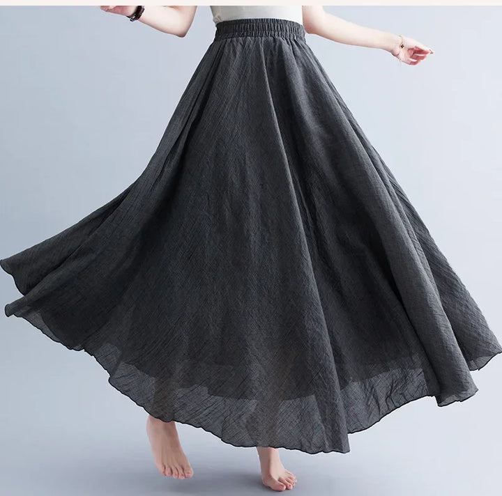 Stilla | Mode Bomulds Linned Tøj Kvinder Nederdele Maxi Y2k Elegant Strand Saia Ropa Mujer Afslappet Kjole Boho Lang Nederdel Faldas Harajuku