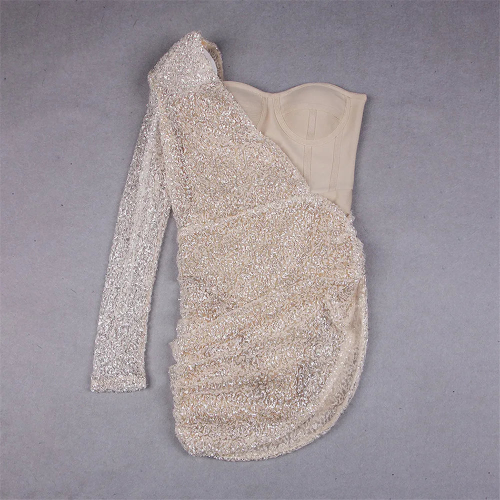 Stilla | Bandage Bustier Paillet Asymmetrisk Kjole