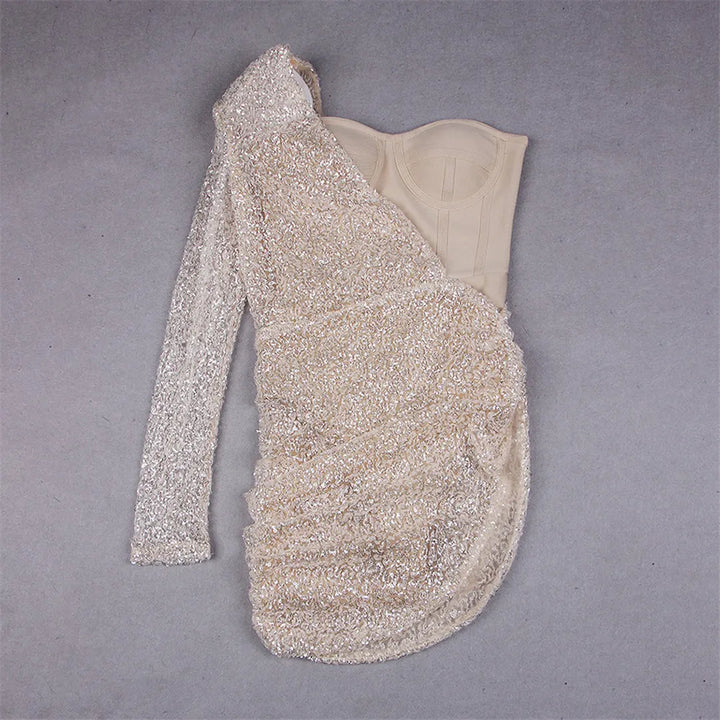 Stilla | Bandage Bustier Paillet Asymmetrisk Kjole