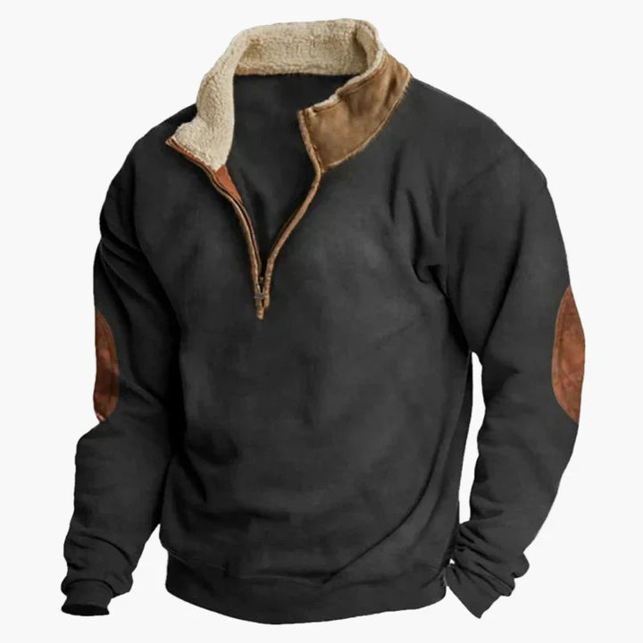 Stilla | Vintage Western Half-Zip Pullover med Etnisk Mønster til Udendørs og Fritid